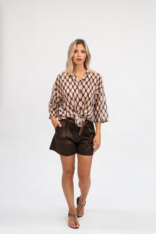 Camicia Fantasia Seta moro/panna|Colore:Moro/panna
