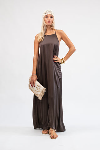 Abito Lungo in Raso  moro|Colore:Moro