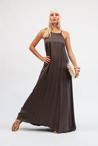 Abito Lungo in Raso  moro|Colore:Moro