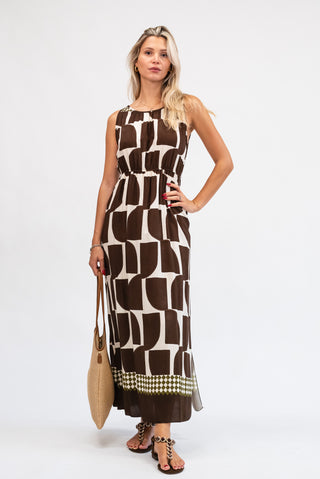Abito Viscosa Fantasia moro/beige|Colore:Moro/beige