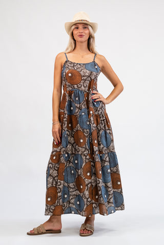 Abito Fantasia Scollo V coccio/jeans|Colore:Coccio/jeans