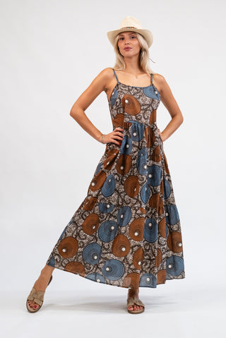 Abito Fantasia Scollo V coccio/jeans|Colore:Coccio/jeans