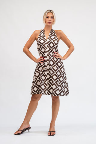 Abito Fantasia Rombi beige/moro|Colore:Beige/moro