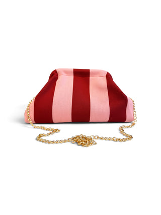 Clutch Righe in Maglia rosa/bordeaux|Colore:Rosa/bordeaux