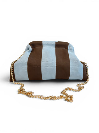 Clutch Righe in Maglia moro/celeste|Colore:Moro/celeste