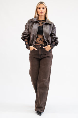 Giubbotto Ecopelle Bomber moro|Colore:Moro