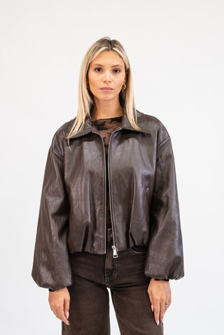 Giubbotto Ecopelle Bomber moro|Colore:Moro