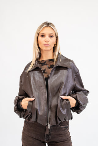 Giubbotto Ecopelle Bomber moro|Colore:Moro