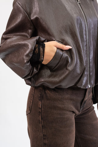 Giubbotto Ecopelle Bomber moro|Colore:Moro