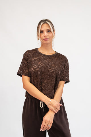 Maglia Manica Corta Pizzo moro|Colore:Moro