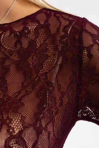 Maglia Pizzo Floreale bordeux|Colore:Bordeux