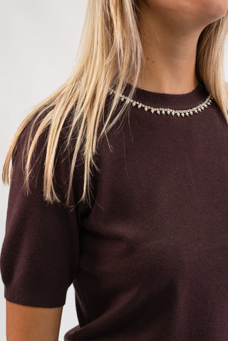 Maglia Collo Perline moro|Colore:Moro