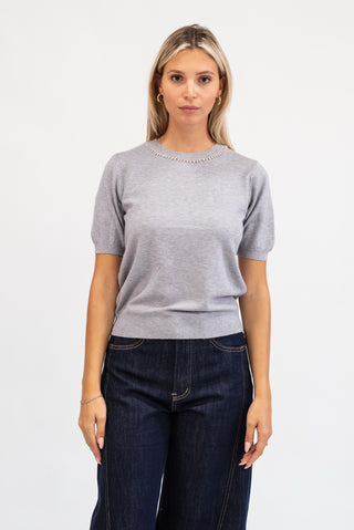 Maglia Collo Perline grigio|Colore:Grigio