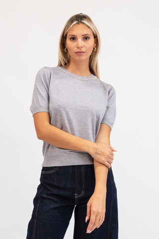 Maglia Collo Perline grigio|Colore:Grigio