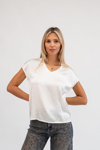 Maglia Viscosa Scollo V panna|Colore:Panna