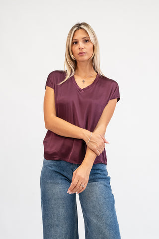 Maglia Viscosa Scollo V bordeux|Colore:Bordeux