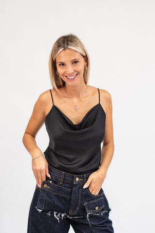 Top Raso nero|Colore:Nero