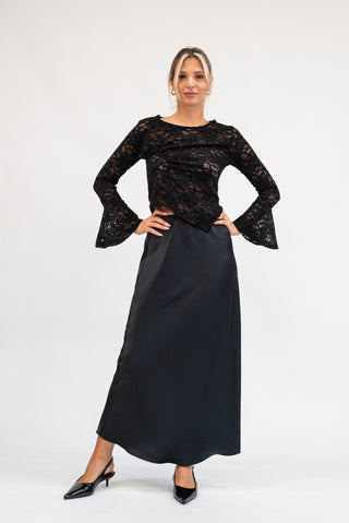 Gonna Lunga Raso nero|Colore:Nero