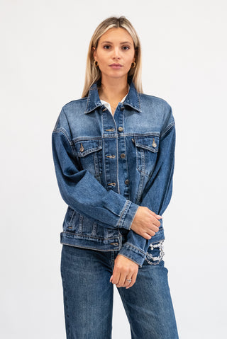 Giubbotto Denim Bottoni jeans|Colore:Jeans