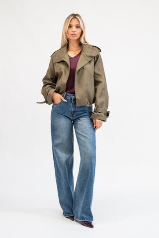 Jeans Wide Leg con Tasca a Contrasto jeans|Colore:Jeans
