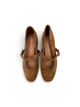 Ballerina Suede con Cinturino moka|Colore:Moka