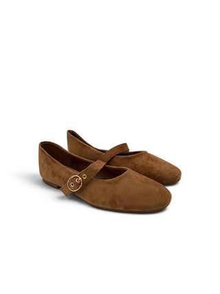 Ballerina Suede con Cinturino moka|Colore:Moka