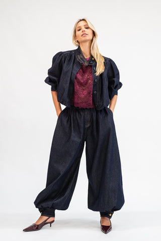 Jeans Balloon con Polsino blu scuro|Colore:Blu scuro