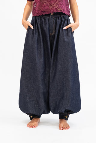 Jeans Balloon con Polsino blu scuro|Colore:Blu scuro