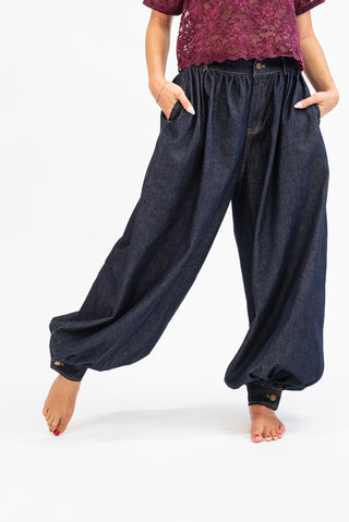 Jeans Balloon con Polsino blu scuro|Colore:Blu scuro