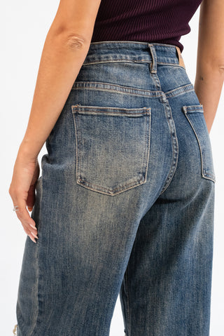 Jeans Palazzo con Strappi jeans|Colore:Jeans
