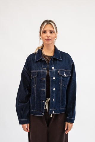 Giubbotto Denim con Bottoni blu scuro|Colore:Blu scuro