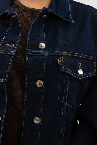 Giubbotto Denim con Bottoni blu scuro|Colore:Blu scuro