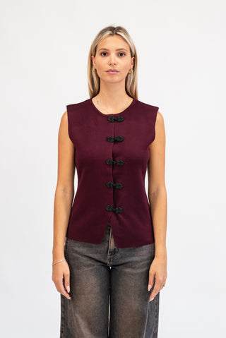 Gilet con Alamari bordeux|Colore:Bordeux