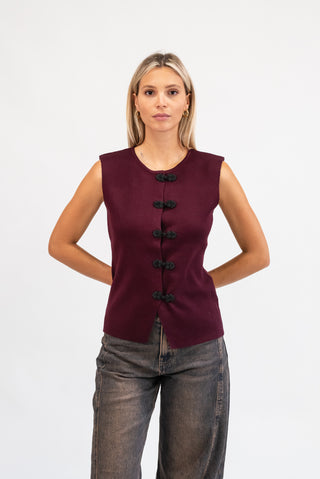 Gilet con Alamari bordeux|Colore:Bordeux