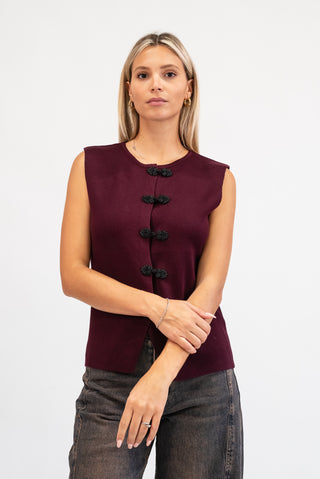 Gilet con Alamari bordeux|Colore:Bordeux