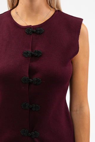Gilet con Alamari bordeux|Colore:Bordeux