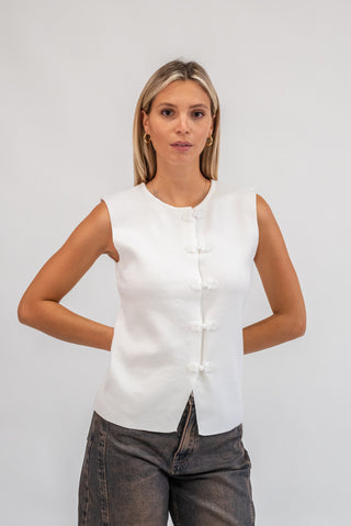 Gilet con Alamari bianco|Colore:Bianco