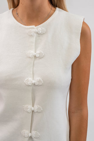 Gilet con Alamari bianco|Colore:Bianco