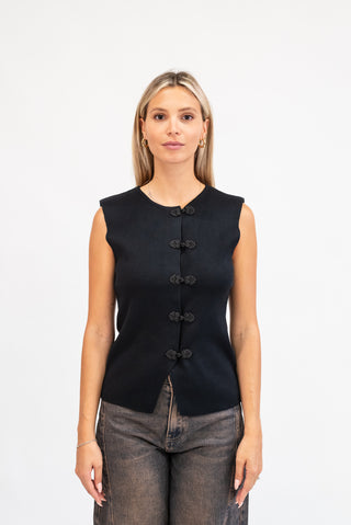 Gilet con Alamari nero|Colore:Nero