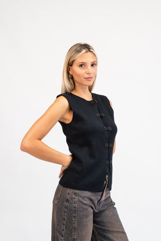 Gilet con Alamari nero|Colore:Nero