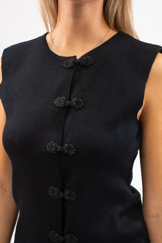 Gilet con Alamari nero|Colore:Nero