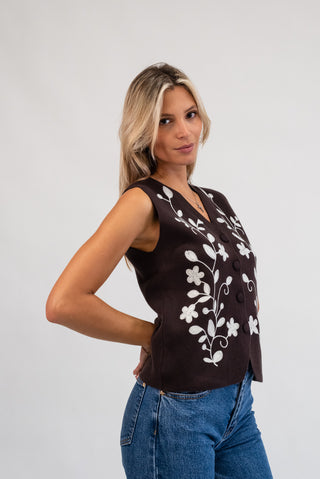 Gilet Fiori Ricamati moro|Colore:Moro