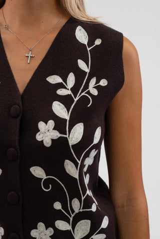 Gilet Fiori Ricamati moro|Colore:Moro
