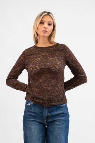 Maglia Pizzo Floreale moro|Colore:Moro