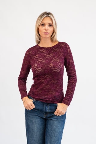 Maglia Pizzo Floreale bordeux|Colore:Bordeux