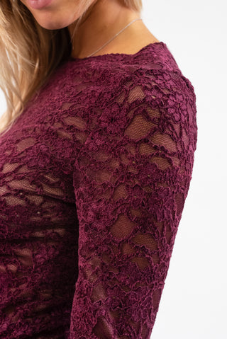 Maglia Pizzo Floreale bordeux|Colore:Bordeux
