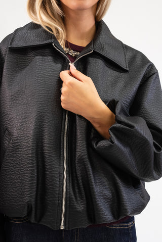 Bomber Ecopelle Martellata nero|Colore:Nero