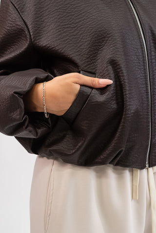 Bomber Ecopelle Martellata moro|Colore:Moro
