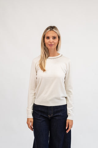 Maglia Collo Gioiello panna|Colore:Panna