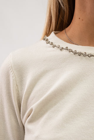 Maglia Collo Gioiello panna|Colore:Panna
